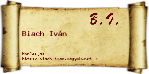 Biach Iván névjegykártya